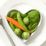 Heart shaped bowl of vegetables